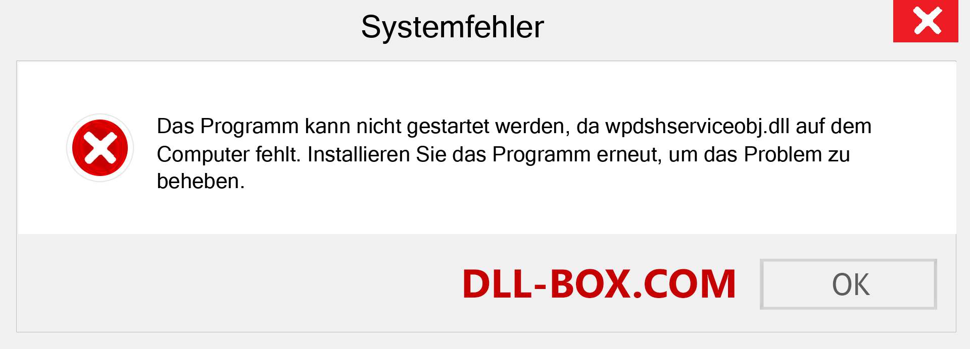 wpdshserviceobj.dll-Datei fehlt?. Download für Windows 7, 8, 10 - Fix wpdshserviceobj dll Missing Error unter Windows, Fotos, Bildern