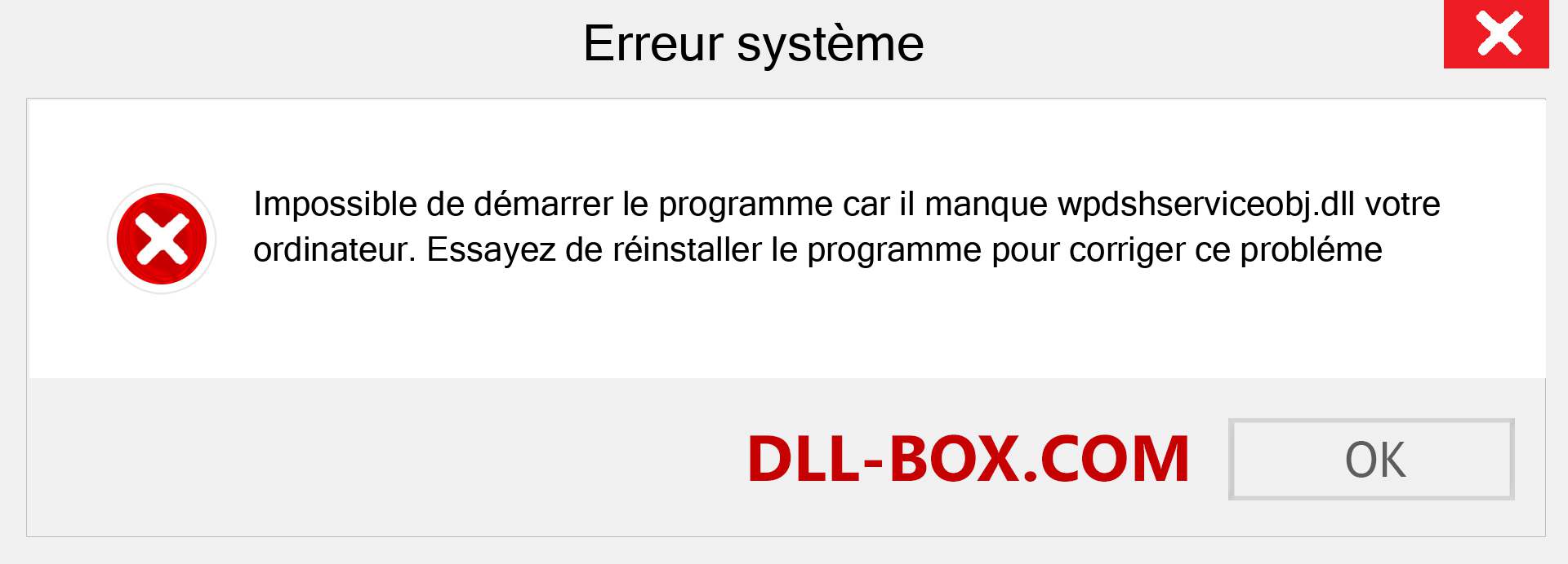 Le fichier wpdshserviceobj.dll est manquant ?. Télécharger pour Windows 7, 8, 10 - Correction de l'erreur manquante wpdshserviceobj dll sur Windows, photos, images